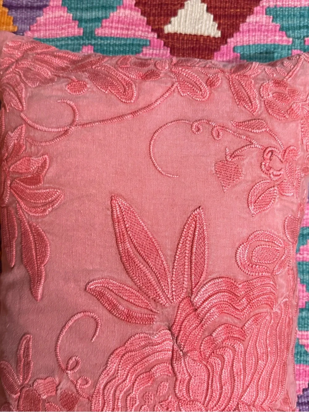 Pottery barn embroidered pillow, 14x20, like new